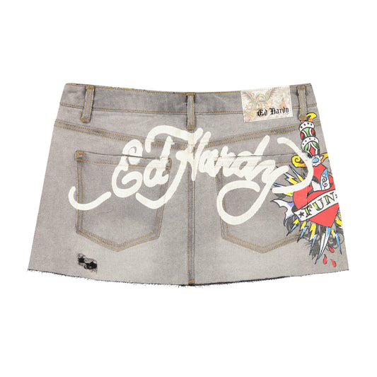 Fun Dagger Denim Mini Skirt