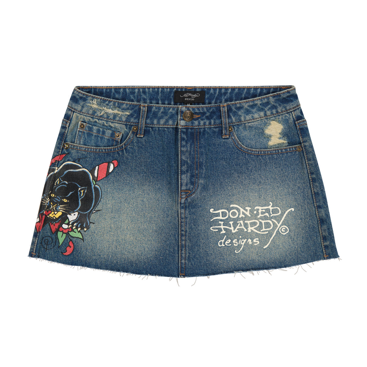Panther Dagger Denim Mini Skirt