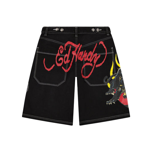 Panther Heart Denim Shorts