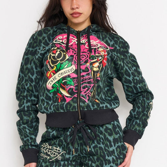 Anchor Rose Relaxed Zip Front Hoodie