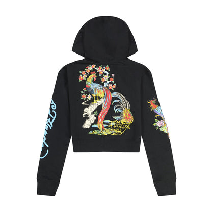 Phoenix Cropped Hoodie - Black