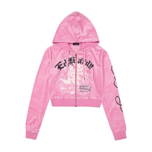 Panther Crown Velour Zip Front Hoodie
