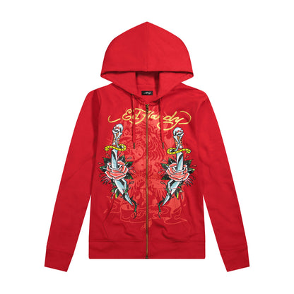 Dagger Roses Long Fleece Hoodie
