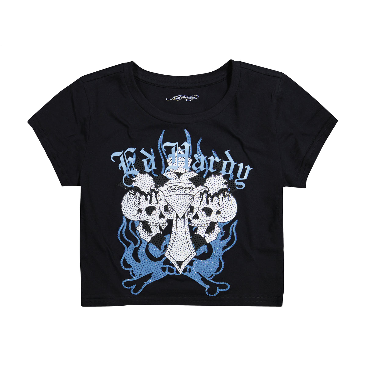 Skull Crosses Rhinestone Baby Tee