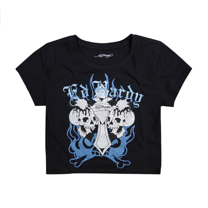 Skull Crosses Rhinestone Baby Tee