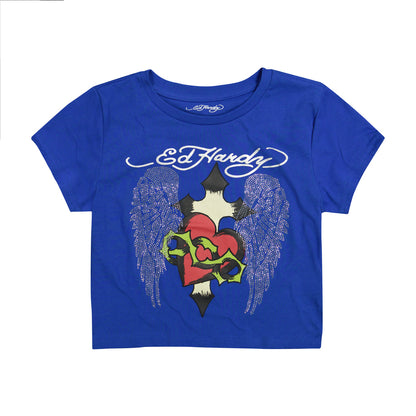 Sacred Heart Wings Rhinestone Baby Tee