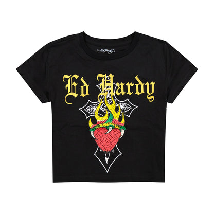 Heart Flame Rhinestone Baby Tee