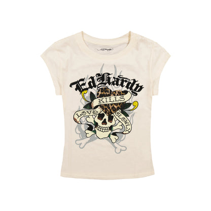 LKS Skull Rhinestone Cap Sleeve Tee