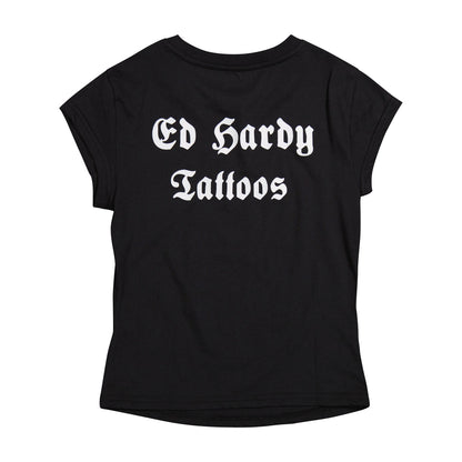 Black Rose Rhinestone Cap Sleeve Tee
