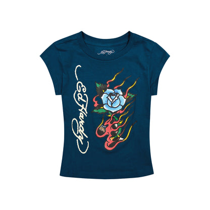 Flame Rose Cap Sleeve Tee