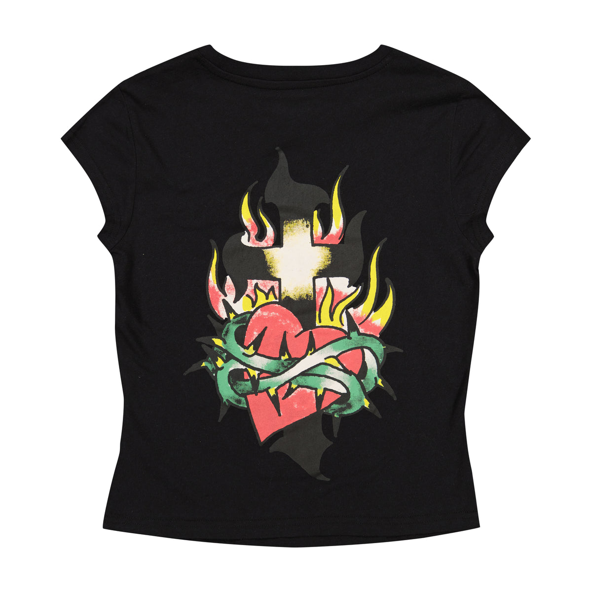 LKS Heart Rhinestone Cap Sleev Tee