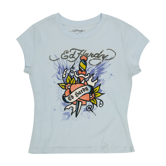 Dagger Heart Cap Sleeve Fitted Tee