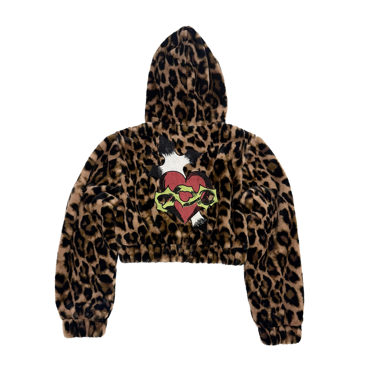 Sacred Heart Faux Fur Hooded Jacket