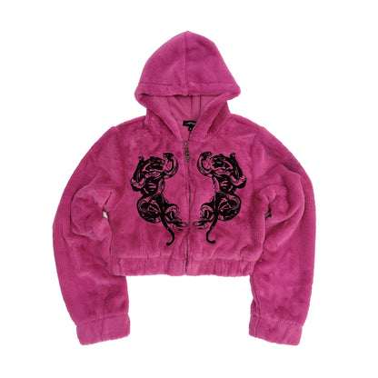Panthers Faux Fur Hooded Jacket