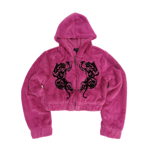 Panthers Faux Fur Hooded Jacket