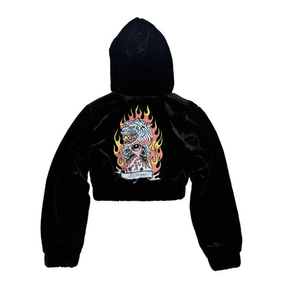 Tiger Flame Faux Fur Hooded Jacket