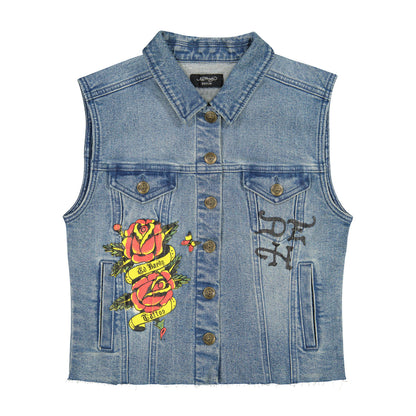LKS Skull Trucker Denim Vest