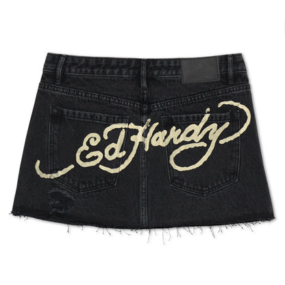 Panther Roses Denim Skirt