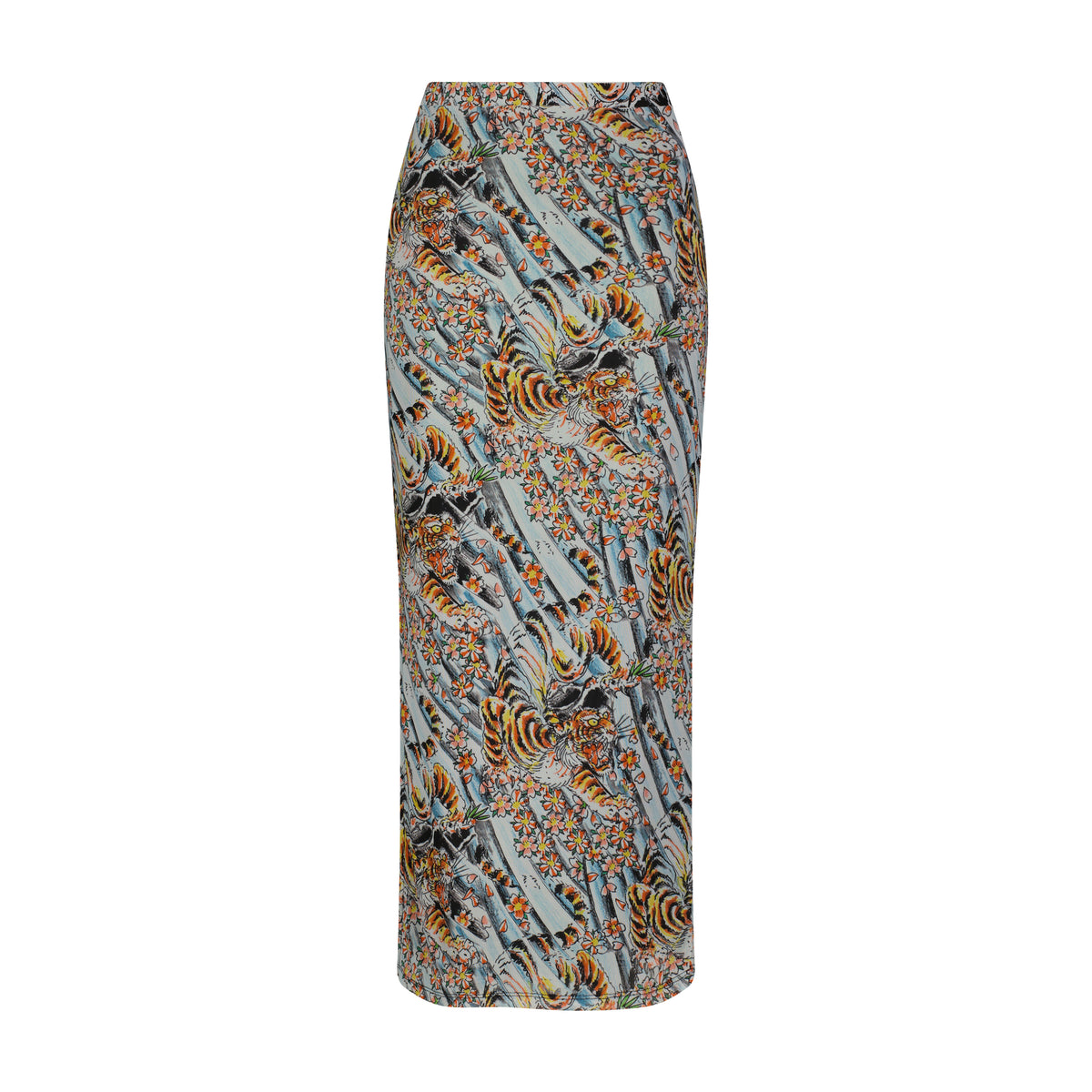 Tiger Print Mesh Maxi Skirt