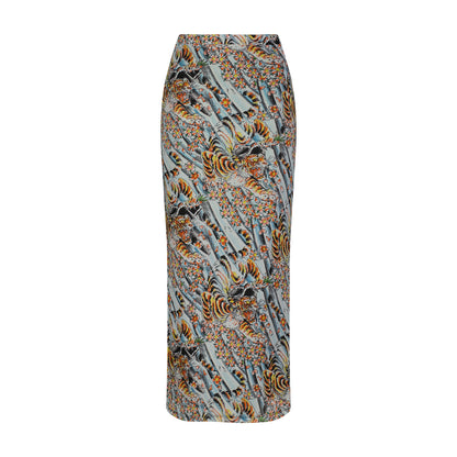 Tiger Print Mesh Maxi Skirt