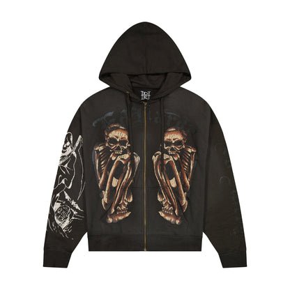 Skeles Boxy Zip Hoodie - Sunfade Grey