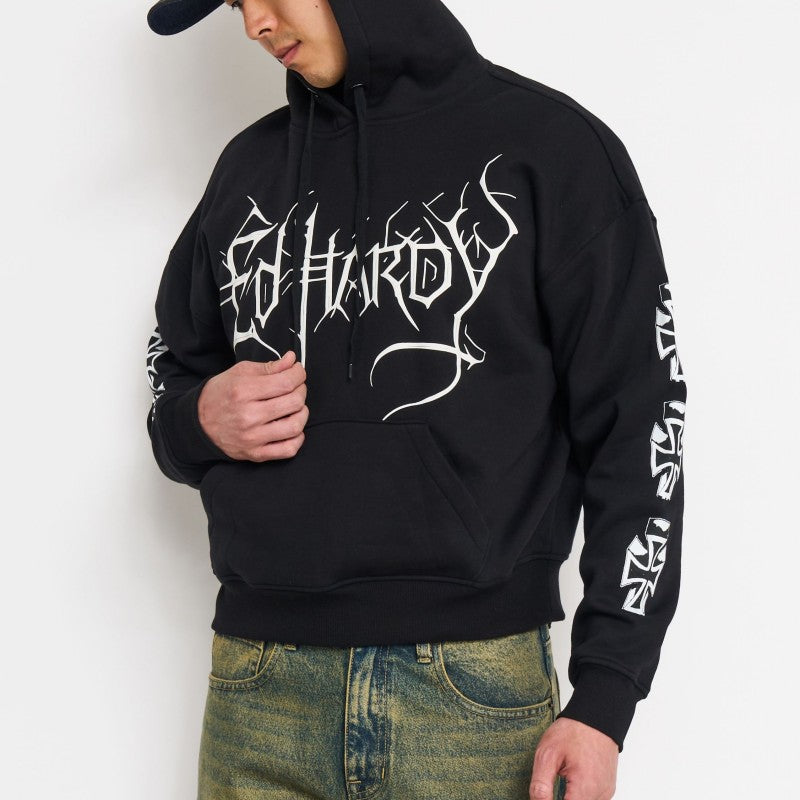 Cyber Crosses Puff Print Boxy Hoodie