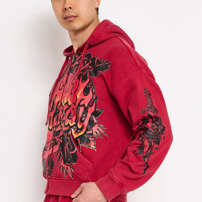 Skull Flowers Boxy Zip Hoodie