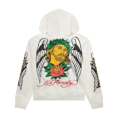 Christ Cross Rhinestone Boxy Zip Hoodie