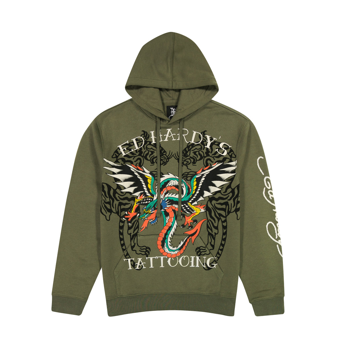Dragon Wings Olive Pullover Hoodie