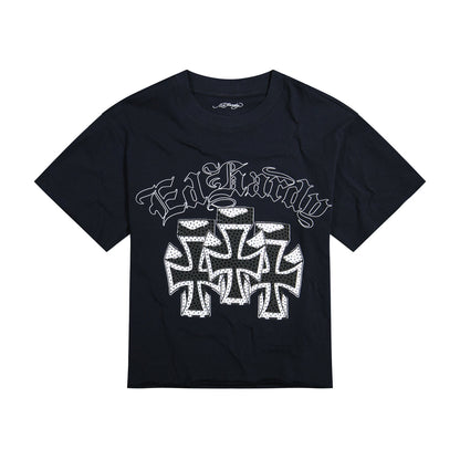 Crosses Rhinestone Boxy Cropped Tee