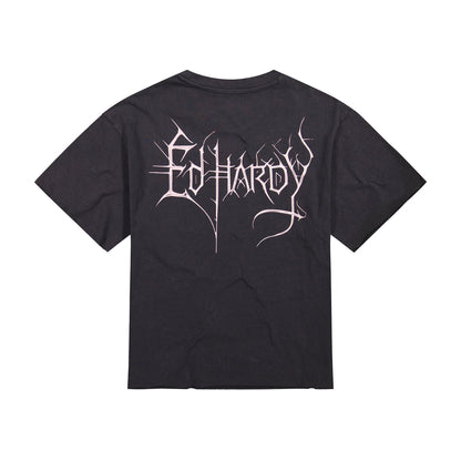Spider Skull Boxy Cropped Tee