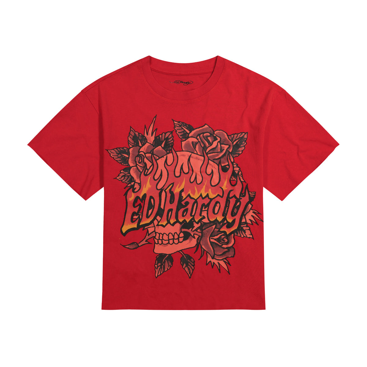 Skull Roses Boxy Cropped Tee