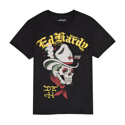 Cowboy Skull Throwback Rhinestone Tee