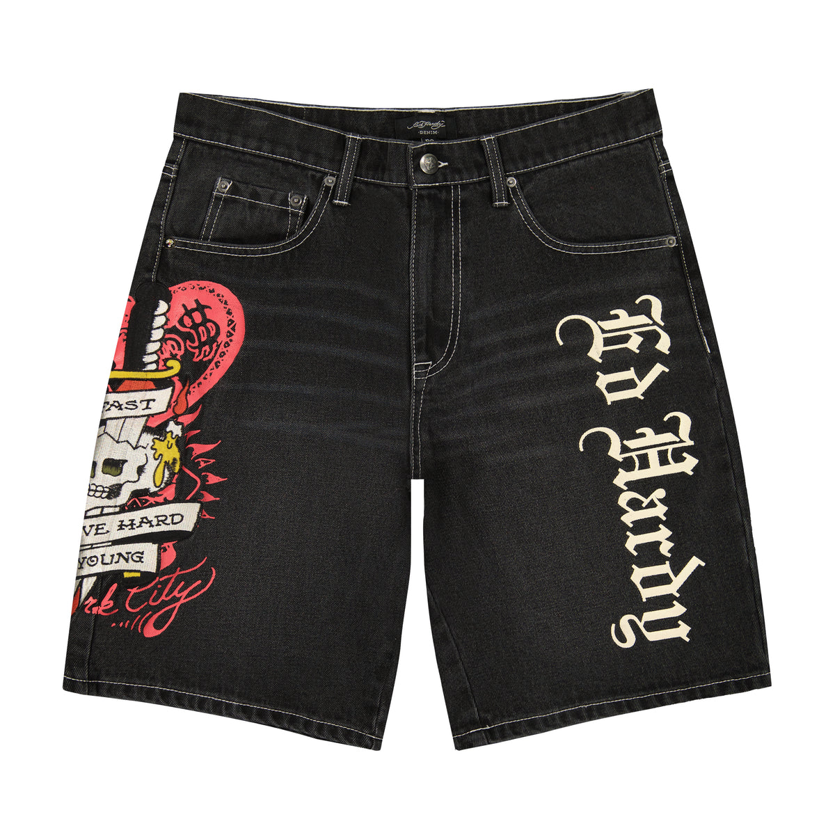 Panther Skull Fleece Short - Charcoal