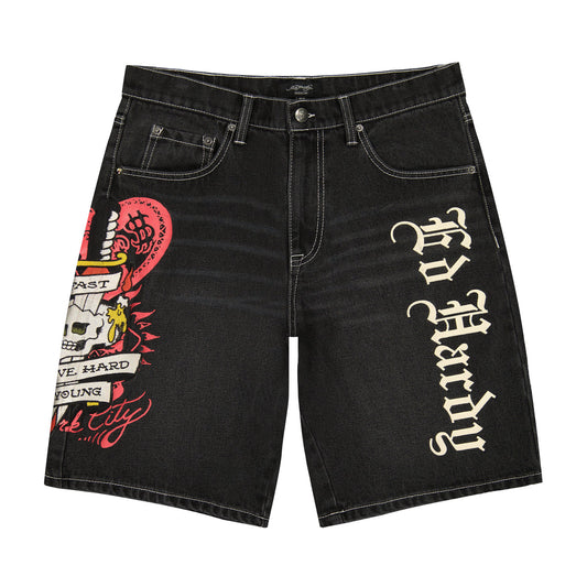 Panther Skull Fleece Short - Charcoal