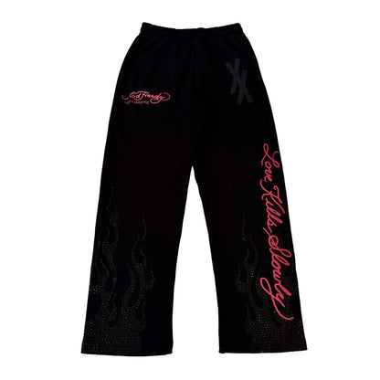 Flames Rhinestone Sweatpants
